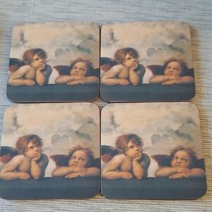 Home Essentials Angel Coasters with Cork Backs. Set Of 4.